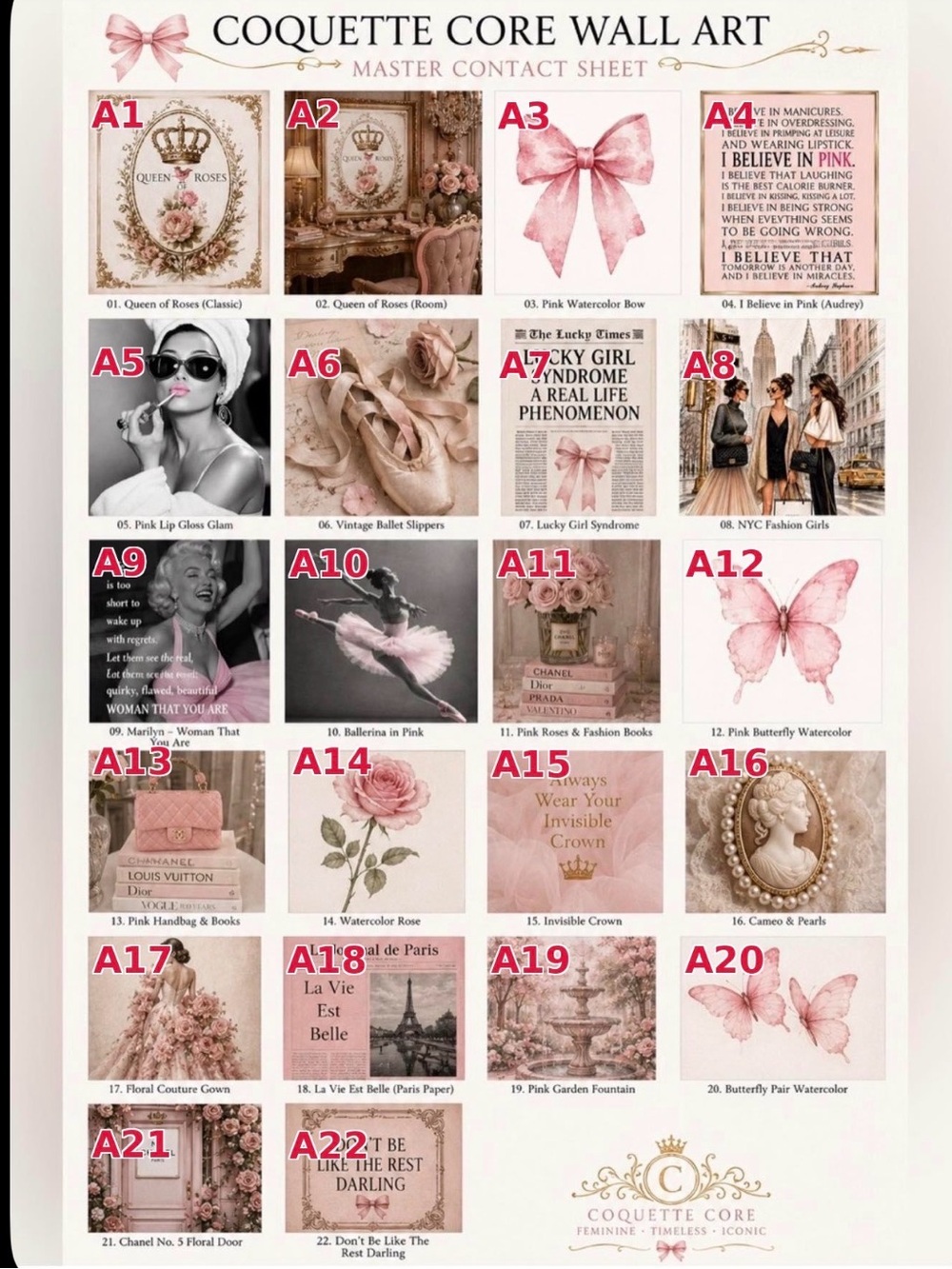 Pick 4 | Coquette Chic Glam & Chanel Gallery Wall Art | Custom 8x10 GiclĂŠe Set - Picture 8 of 12
